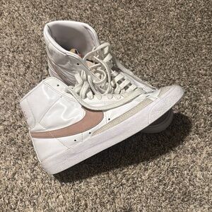 Nike Women's White and Pink High-Top Blazers